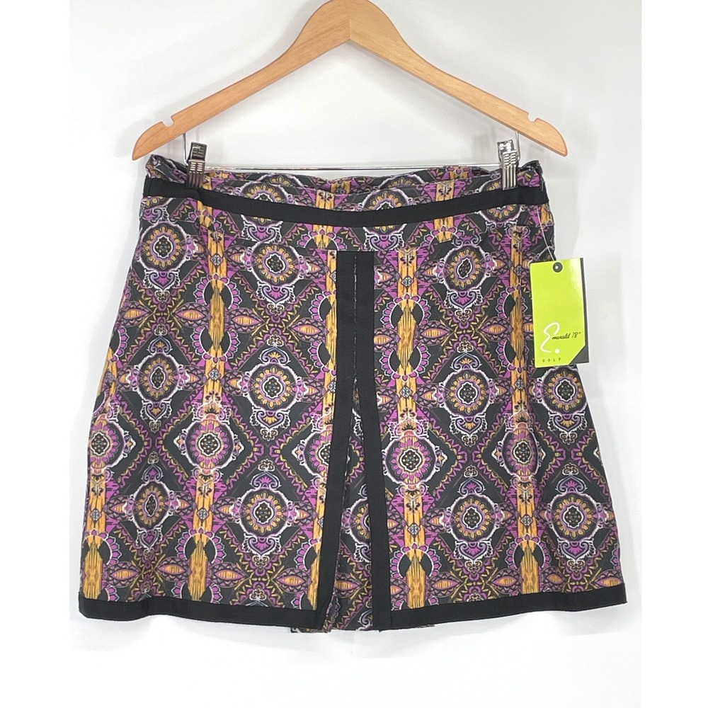 NWT Emerald 18 Women Skort 12 Golf Purple Geometric Paisley‎ Athletic Skirt